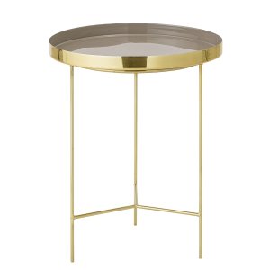 BLOOMINGVILLE Sola bakkebord - brun/guld aluminium/stl, rund (40)