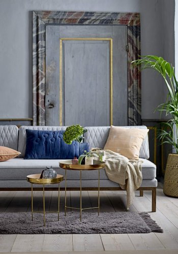 BLOOMINGVILLE Sola brettbord - brun/gull aluminium/stl, rundt (40)