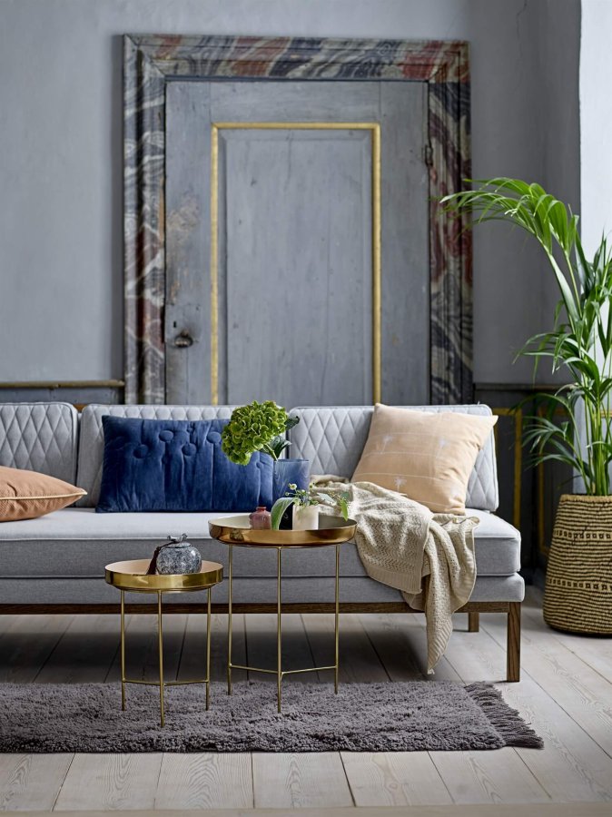 BLOOMINGVILLE Sola brettbord - brun/gull aluminium/stl, rundt (40)