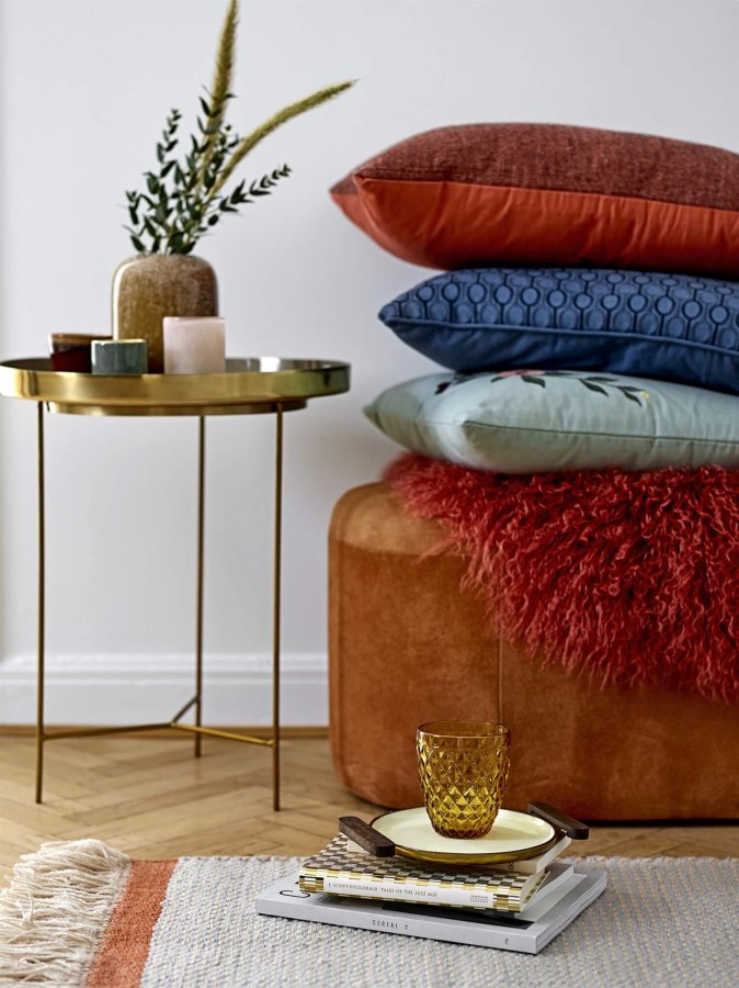 BLOOMINGVILLE Sola brettbord - brun/gull aluminium/stl, rundt (40)