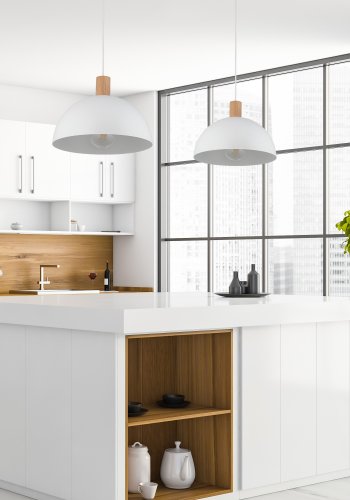 TK Oslo taklampe - hvit metall og tre