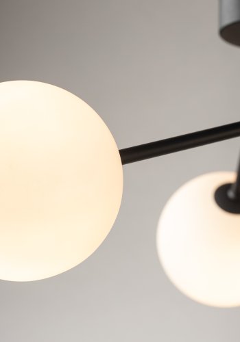 TK Fairy loftlampe, m. 3 skjermer - glass og sort metall