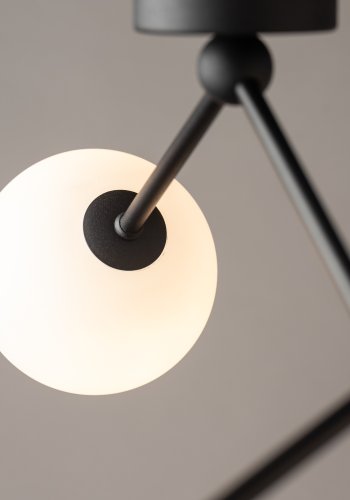 TK Fairy loftlampe, m. 3 skjermer - glass og sort metall