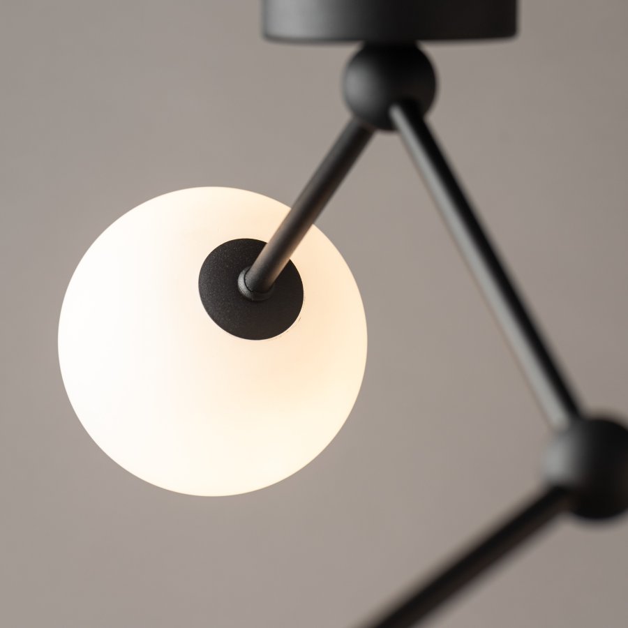 TK Fairy loftlampe, m. 3 skjermer - glass og sort metall