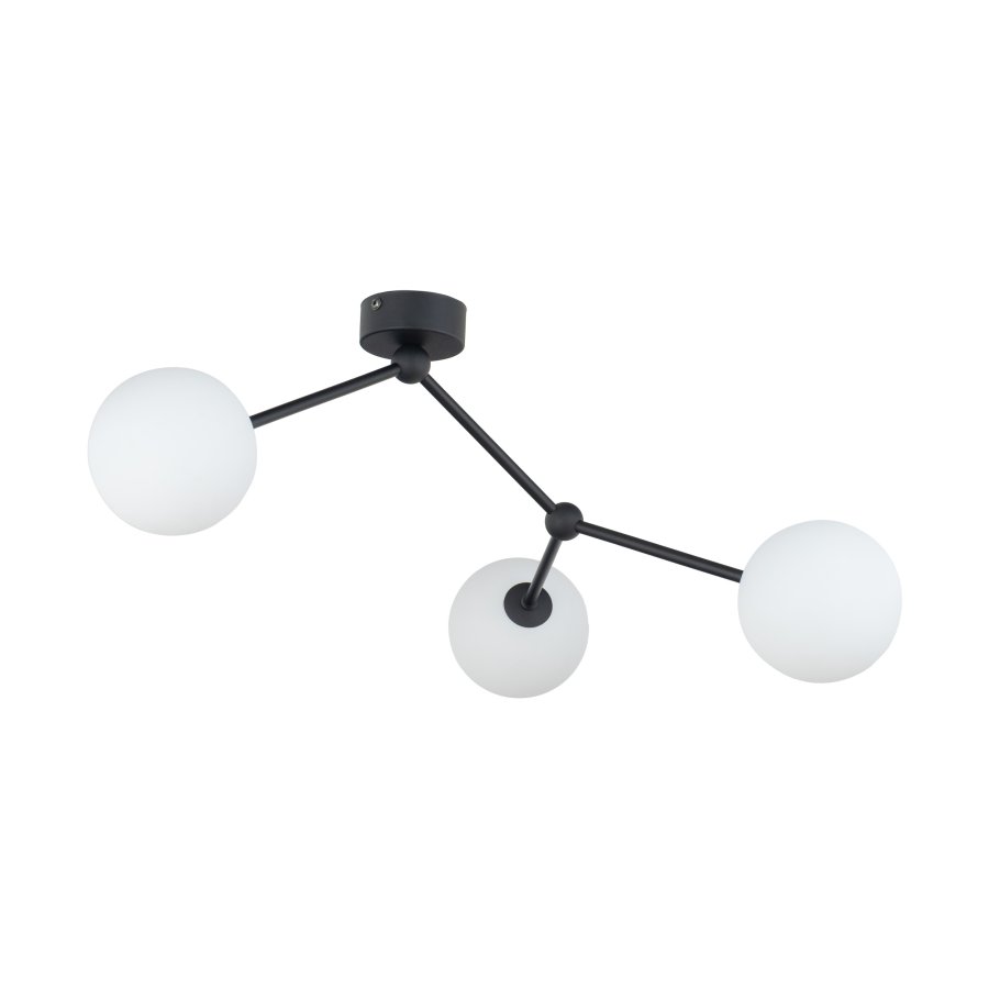 TK Fairy loftlampe, m. 3 skjermer - glass og sort metall