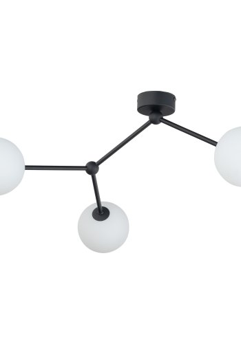 TK Fairy loftlampe, m. 3 skjermer - glass og sort metall