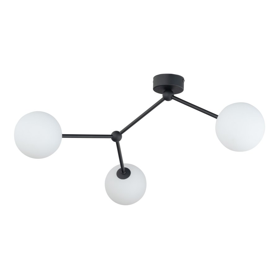 TK Fairy loftlampe, m. 3 skjermer - glass og sort metall