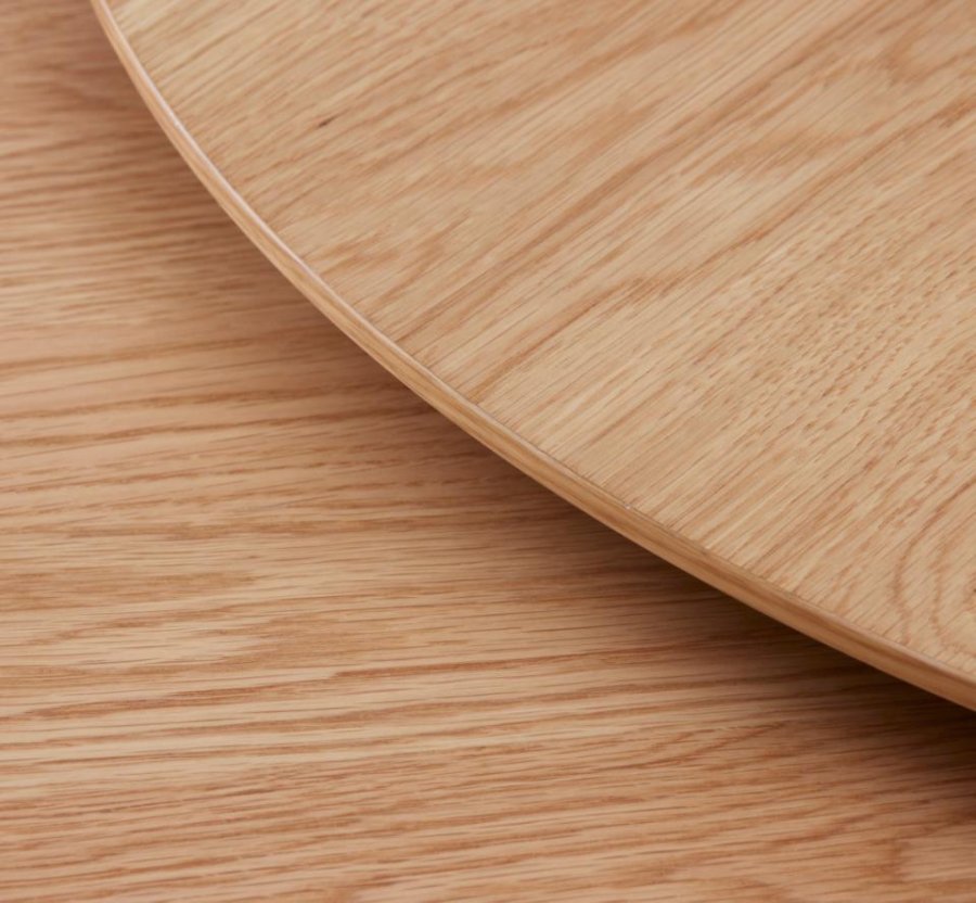 Adda Couchtisch, rund – Eichenfurnier natur und Eichenlatten (2er-Set)