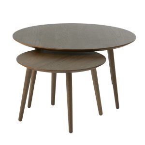 Adda soffbord, rund - rökt ekfaner och lamellek (set om 2)