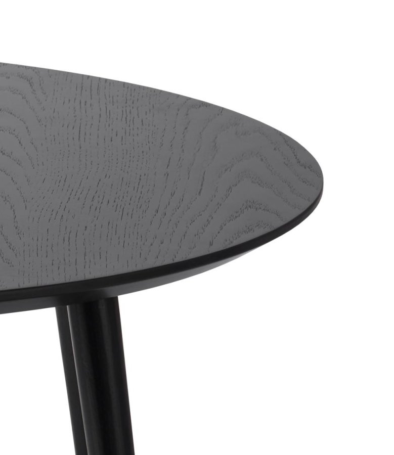 Adda Couchtisch, rund – schwarzes Eichenfurnier und Eichenlatten (2er-Set)