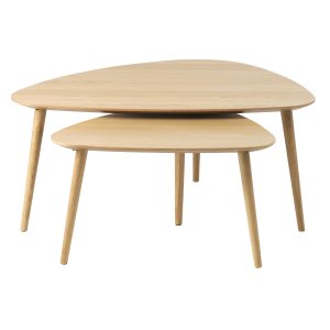Adda soffbord, triangulärt - naturlig ekfaner och spaltek (set om 2)