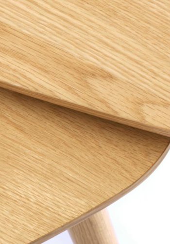 Adda Couchtisch, dreieckig - Eichenfurnier natur und Eichenlatten (2er-Set)