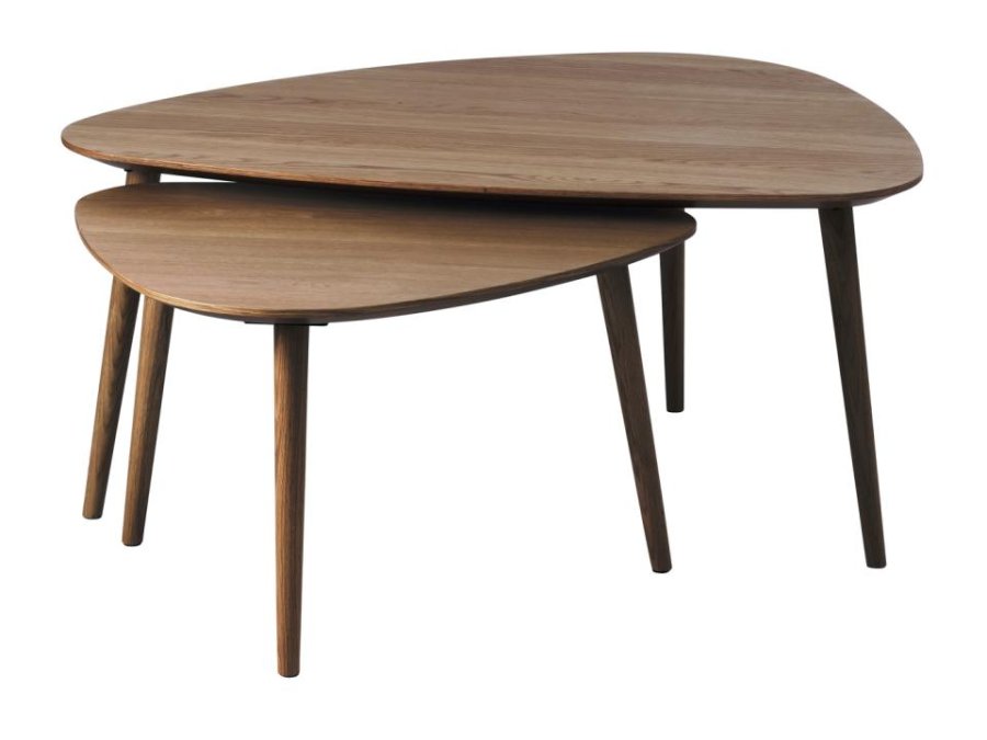 Adda salongbord, trekantet - rkt eikefiner og lamell eik (sett med 2)