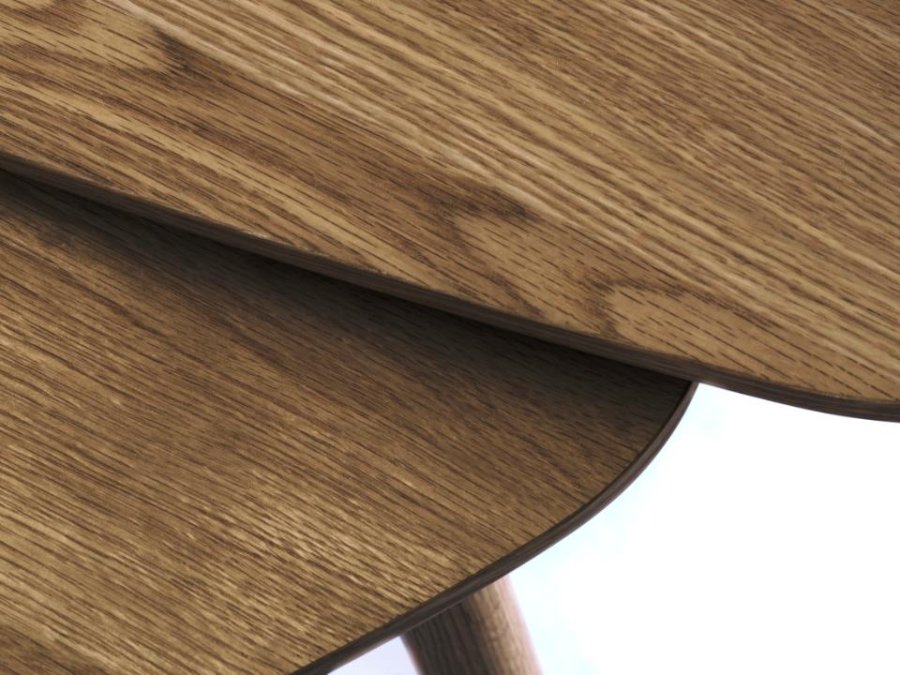 Adda salongbord, trekantet - rkt eikefiner og lamell eik (sett med 2)