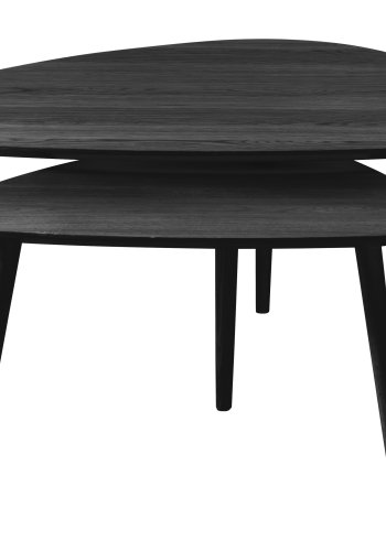 Adda Couchtisch, dreieckig – schwarzes Eichenfurnier und Eichenlatten (2er-Set)