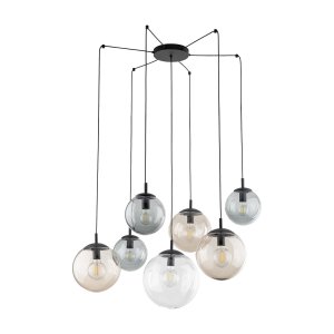 TK Esme loftlampe, m. 7 skrme - multifarvet glas og sort metal