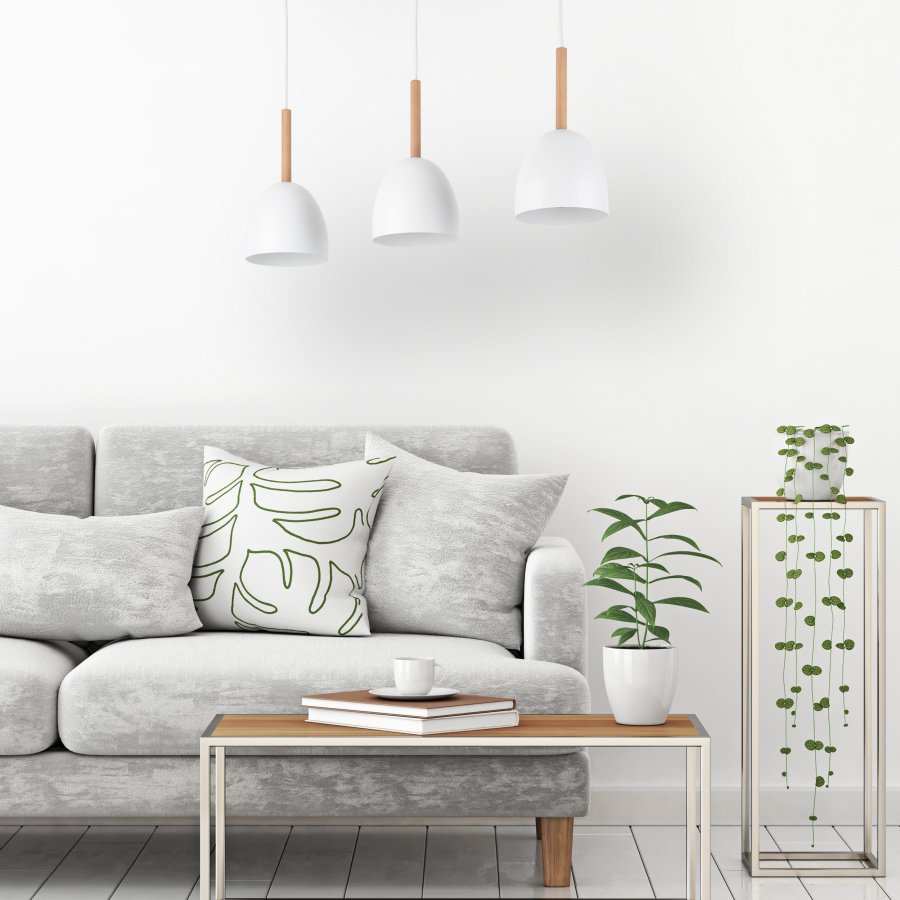 TK Nord taklampe, m. 3 skjermer - hvitmetall