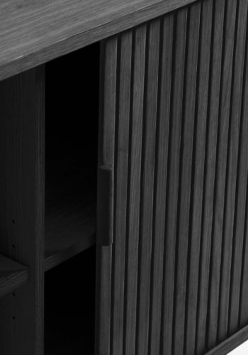 Cavo Sideboard, m. 2 Schiebetüren und 2 Regalen – Eiche schwarz (160x45)