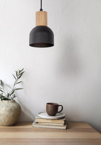 TK Cairo loftlampe - natur tr og sort metal