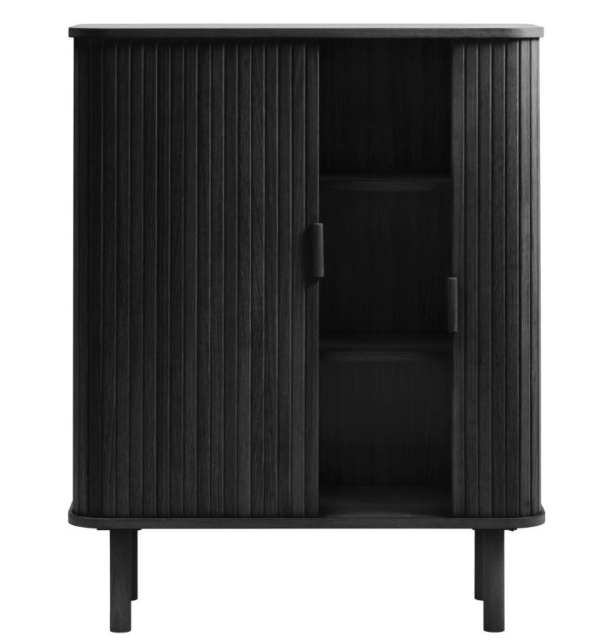 Cavo-skap, m. 2 skyvedrer og 2 hyller - sort eik