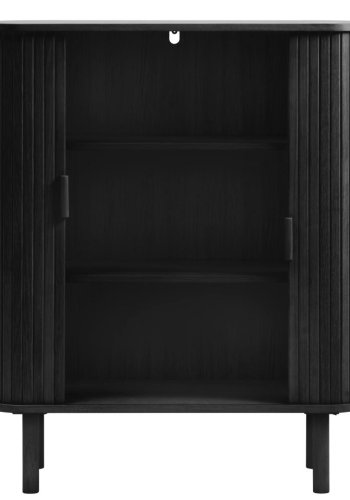 Cavo-skap, m. 2 skyvedrer og 2 hyller - sort eik