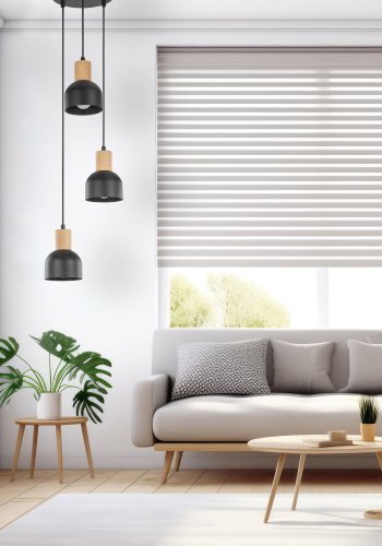 TK Cairo loftlampe, m. 3 skjermer - naturlig tre og sort metall