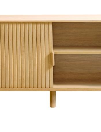 Cavo TV-Tisch, mit 2 Schiebetüren und 2 Regalen – Eiche natur (160x40)