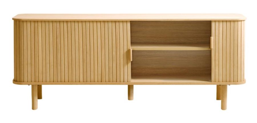 Cavo TV-Tisch, mit 2 Schiebetüren und 2 Regalen – Eiche natur (160x40)