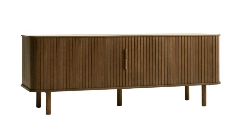 Cavo TV-bord, m. 2 skydel�ger og 2 hylder - r�gfarvet egetr�sfin�r og egetr� (160x40)