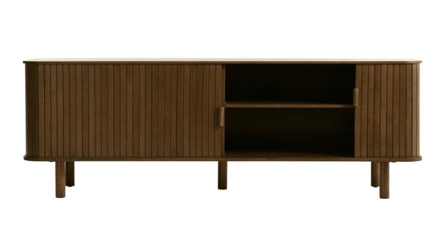 Cavo TV-bord, m. 2 skydel�ger og 2 hylder - r�gfarvet egetr�sfin�r og egetr� (160x40)