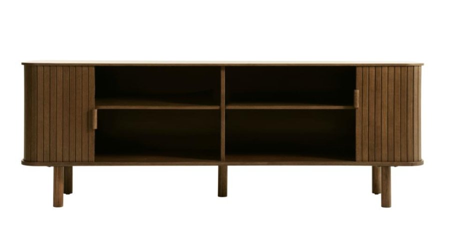 Cavo TV-bord, m. 2 skydel�ger og 2 hylder - r�gfarvet egetr�sfin�r og egetr� (160x40)