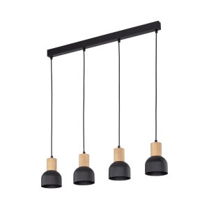 TK Cairo loftlampe, m. 4 skrme - natur tr og sort metal