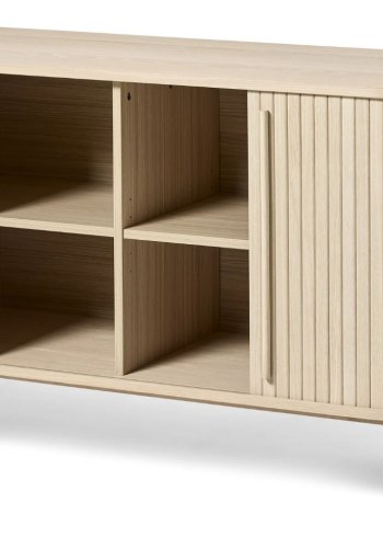 Meta sknk, m. 2 skydelger og 2 hylder, oval - hvidpigmenteret eg