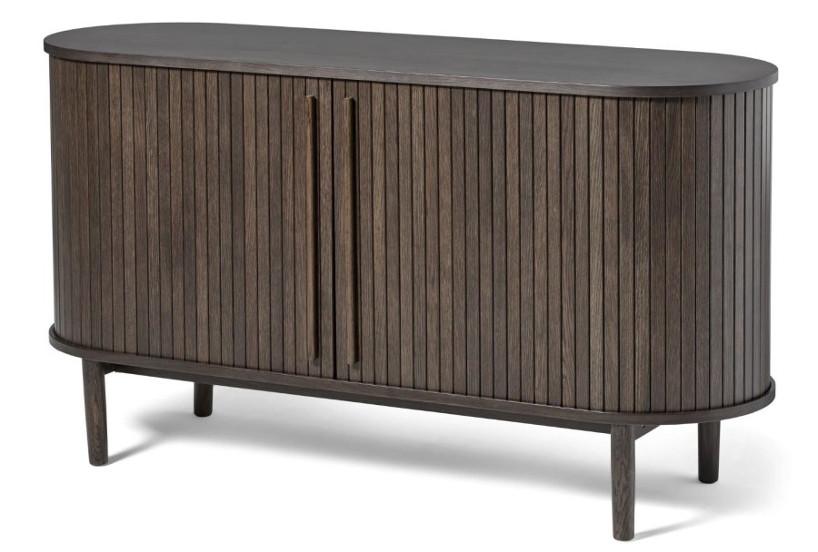 Meta sknk, m. 2 skydelger og 2 hylder, oval - mrk espresso brun eg