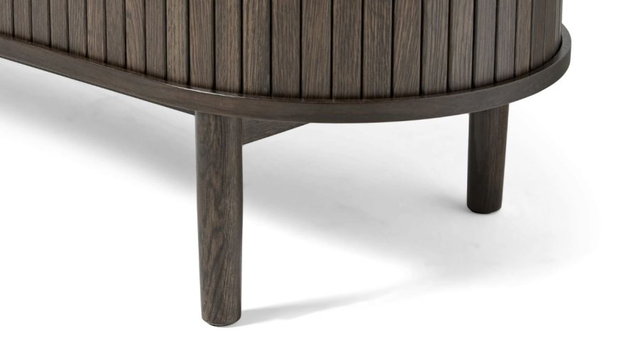 Meta sknk, m. 2 skydelger og 2 hylder, oval - mrk espresso brun eg