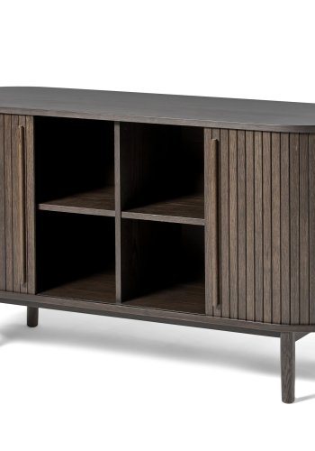 Meta sknk, m. 2 skydelger og 2 hylder, oval - mrk espresso brun eg