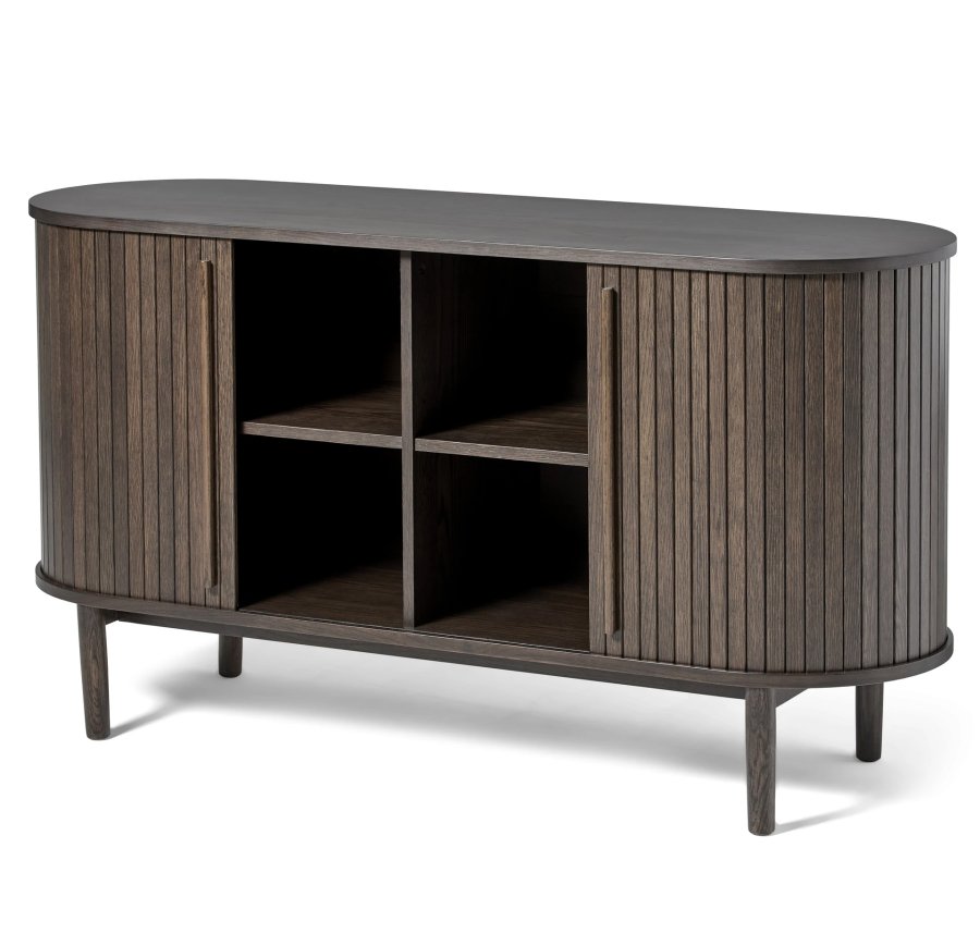 Meta sknk, m. 2 skydelger og 2 hylder, oval - mrk espresso brun eg