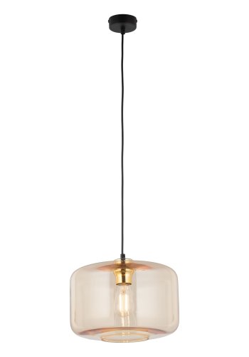 TK Alma taklampa - bärnstensfärgat glas, guld metall plast och svart plast