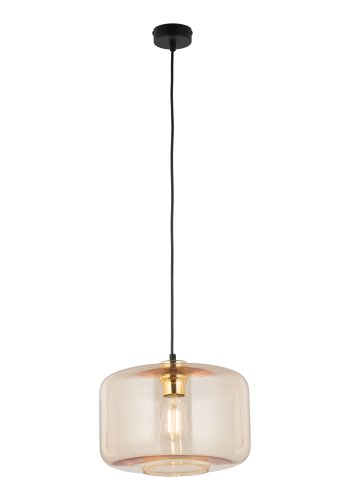 TK Alma taklampa - bärnstensfärgat glas, guld metall plast och svart plast