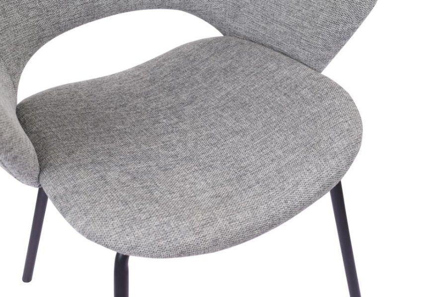 Rowley spisebordstol, m. armlen - grtt stoff og sort metall