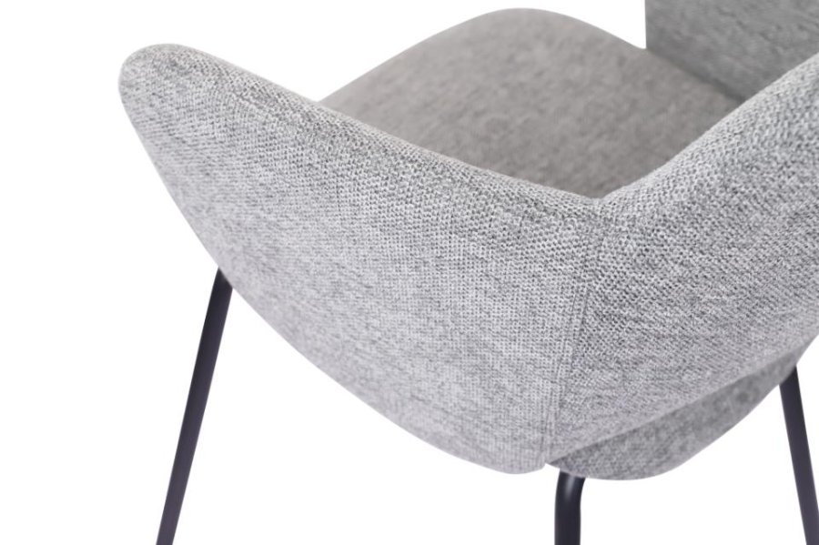 Rowley spisebordstol, m. armlen - grtt stoff og sort metall