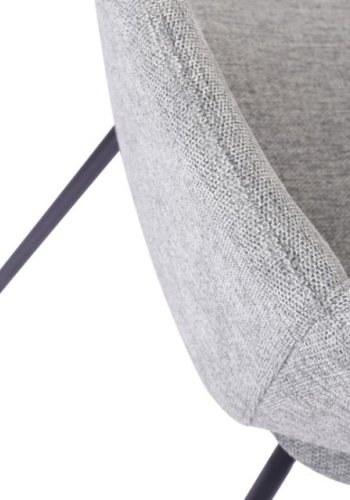 Rowley spisebordstol, m. armlen - grtt stoff og sort metall