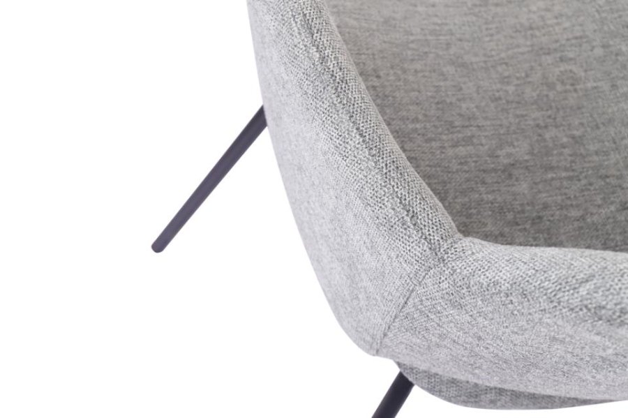 Rowley spisebordstol, m. armlen - grtt stoff og sort metall