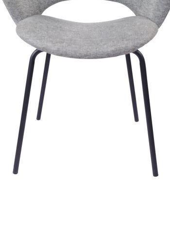 Rowley spisebordstol, m. armlen - grtt stoff og sort metall