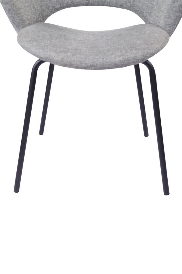 Rowley spisebordstol, m. armlen - grtt stoff og sort metall