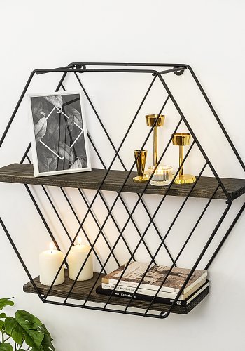 NORDVRK Anemone vegghylle - mrk valnttfarget grantre og sort metall