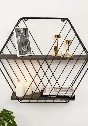 NORDVRK Anemone vegghylle - mrk valnttfarget grantre og sort metall