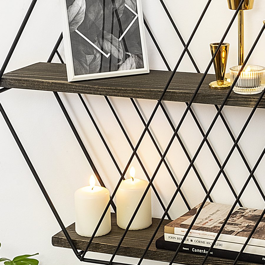 NORDVRK Anemone vegghylle - mrk valnttfarget grantre og sort metall