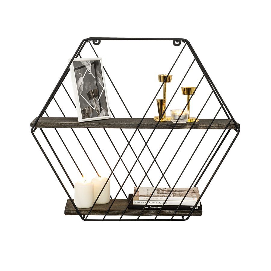 NORDVRK Anemone vegghylle - mrk valnttfarget grantre og sort metall