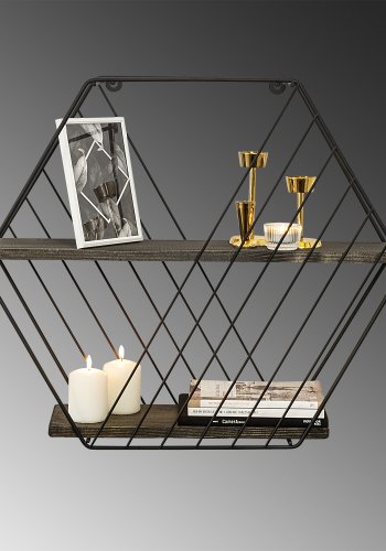 NORDVRK Anemone vegghylle - mrk valnttfarget grantre og sort metall